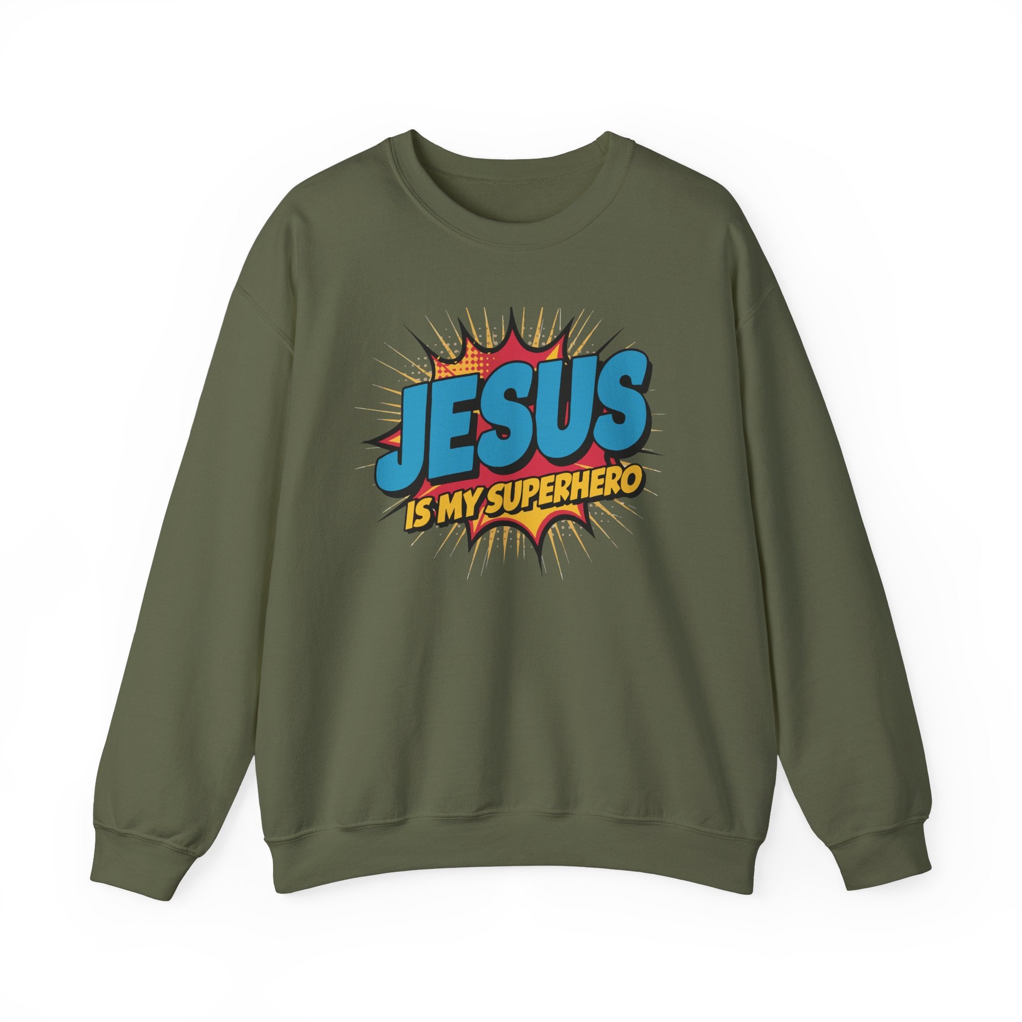 Unisex Heavy Blend™ Crewneck Sweatshirt ‘Jesus is my Superhero