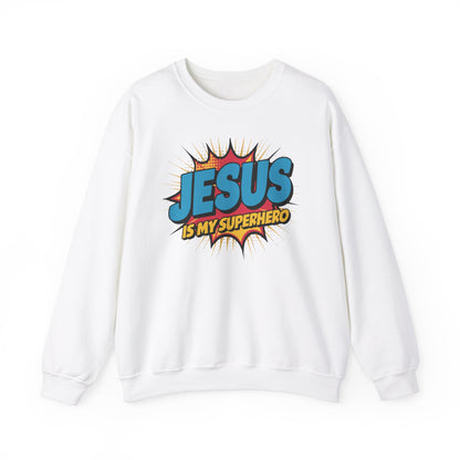 Unisex Heavy Blend™ Crewneck Sweatshirt ‘Jesus is my Superhero