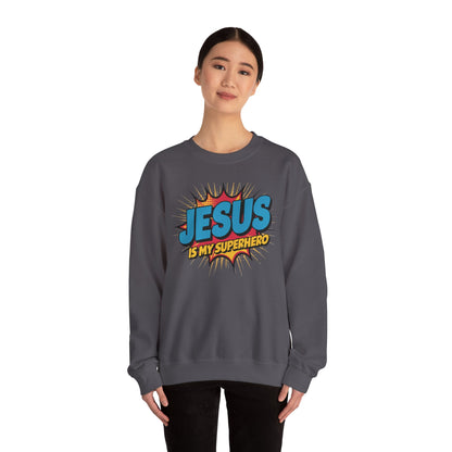 Unisex Heavy Blend™ Crewneck Sweatshirt ‘Jesus is my Superhero