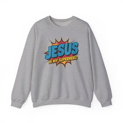 Unisex Heavy Blend™ Crewneck Sweatshirt ‘Jesus is my Superhero