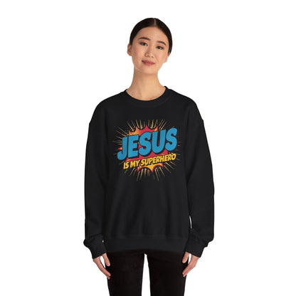 Unisex Heavy Blend™ Crewneck Sweatshirt ‘Jesus is my Superhero