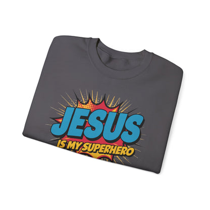 Unisex Heavy Blend™ Crewneck Sweatshirt ‘Jesus is my Superhero