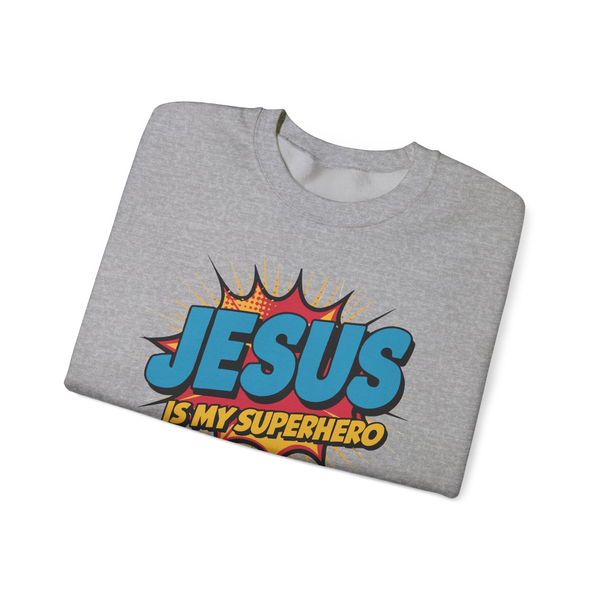 Unisex Heavy Blend™ Crewneck Sweatshirt ‘Jesus is my Superhero