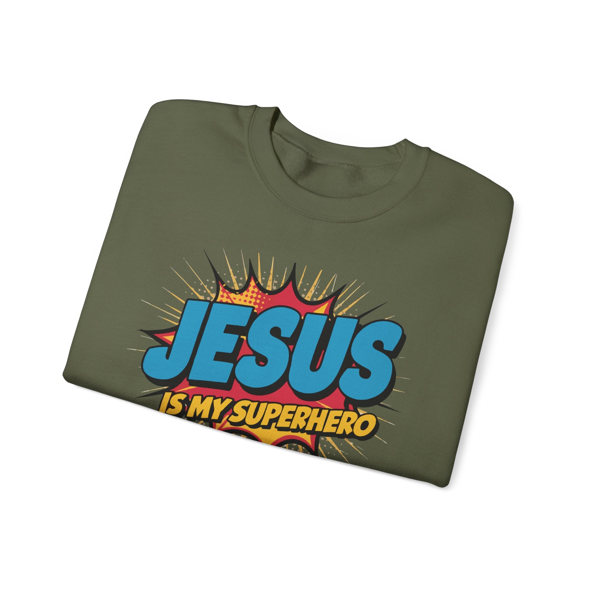 Unisex Heavy Blend™ Crewneck Sweatshirt ‘Jesus is my Superhero